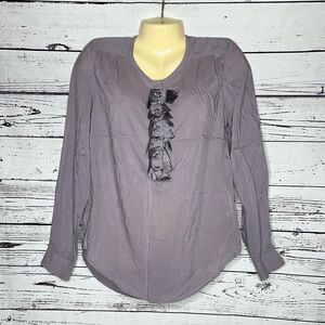 Gap NWT Size S Purple Bow Detail Long Sleeve Blouse Top